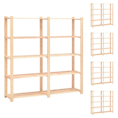 5-Tier Storage Racks 170x38x170 cm Solid Pinewood 500 kg 5