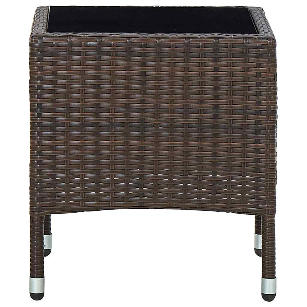 vidaXL Garden Table | Brown | PE rattan, steel, glass | Small | Durable 2