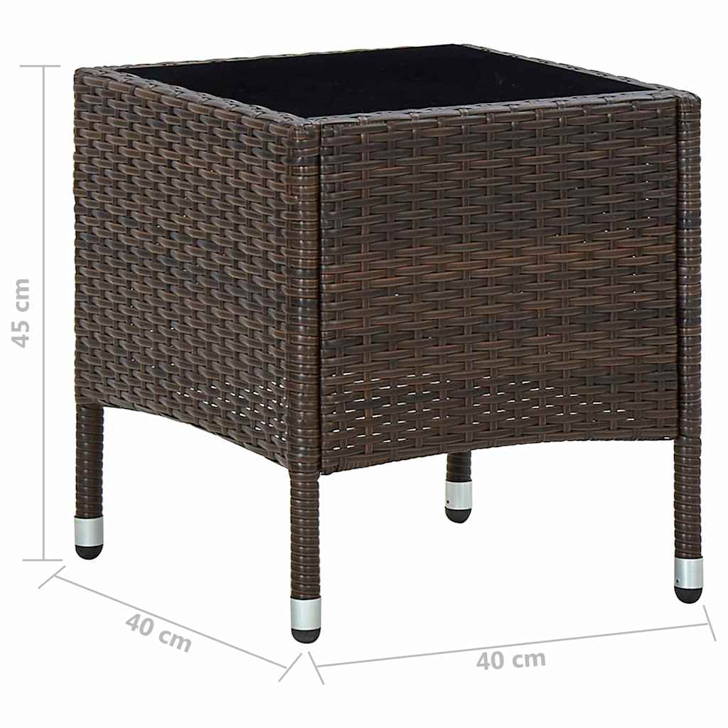vidaXL Garden Table | Brown | PE rattan, steel, glass | Small | Durable 5