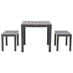 vidaXL Garden Table with 2 Benches Plastic Brown 2