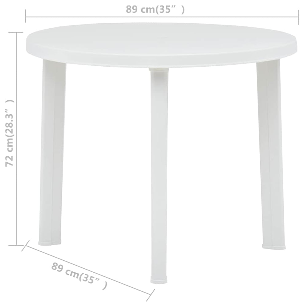 Garden Table 89 cm Plastic White