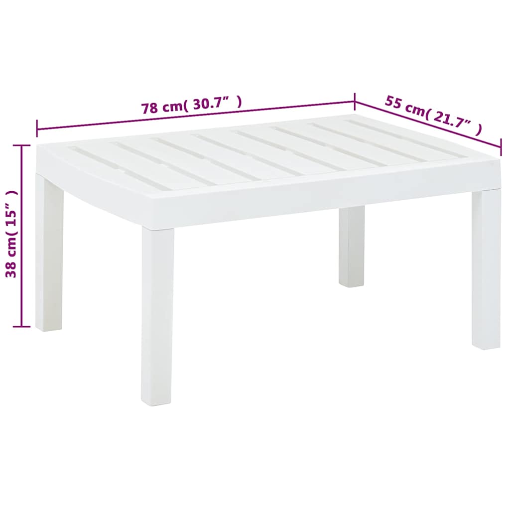 vidaXL Garden Table | White | Plastic | 78 cm x 55 cm x 38 cm | Durable 5