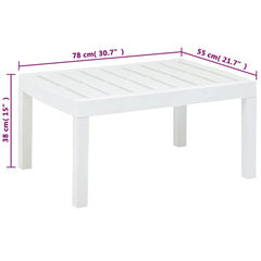 vidaXL Garden Table | White | Plastic | 78 cm x 55 cm x 38 cm | Durable 5