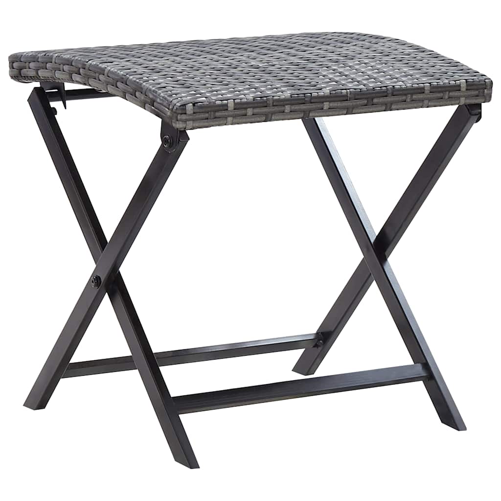 vidaXL Folding Stool Poly Rattan Grey 1