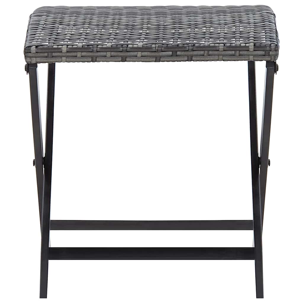vidaXL Folding Stool Poly Rattan Grey 2