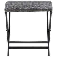 vidaXL Folding Stool Poly Rattan Grey 2