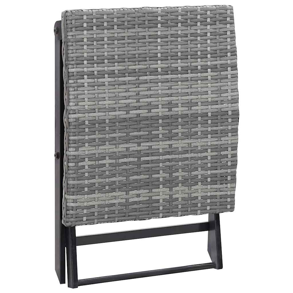 vidaXL Folding Stool Poly Rattan Grey 4
