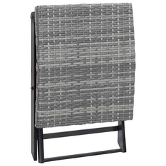 vidaXL Folding Stool Poly Rattan Grey 4