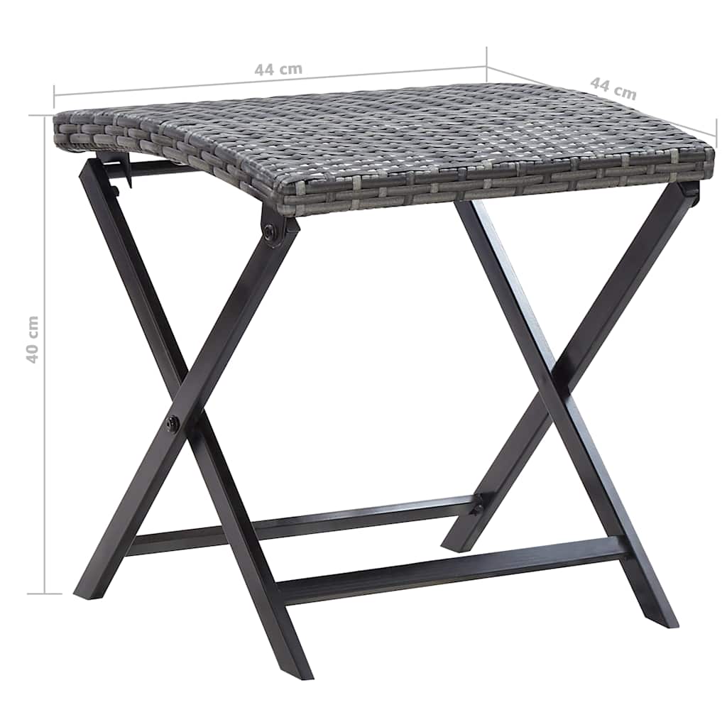 vidaXL Folding Stool Poly Rattan Grey 6
