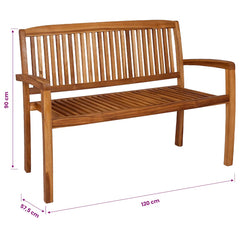vidaXL 2-Seater Stacking Garden Bench 120 cm Solid Teak Wood 6