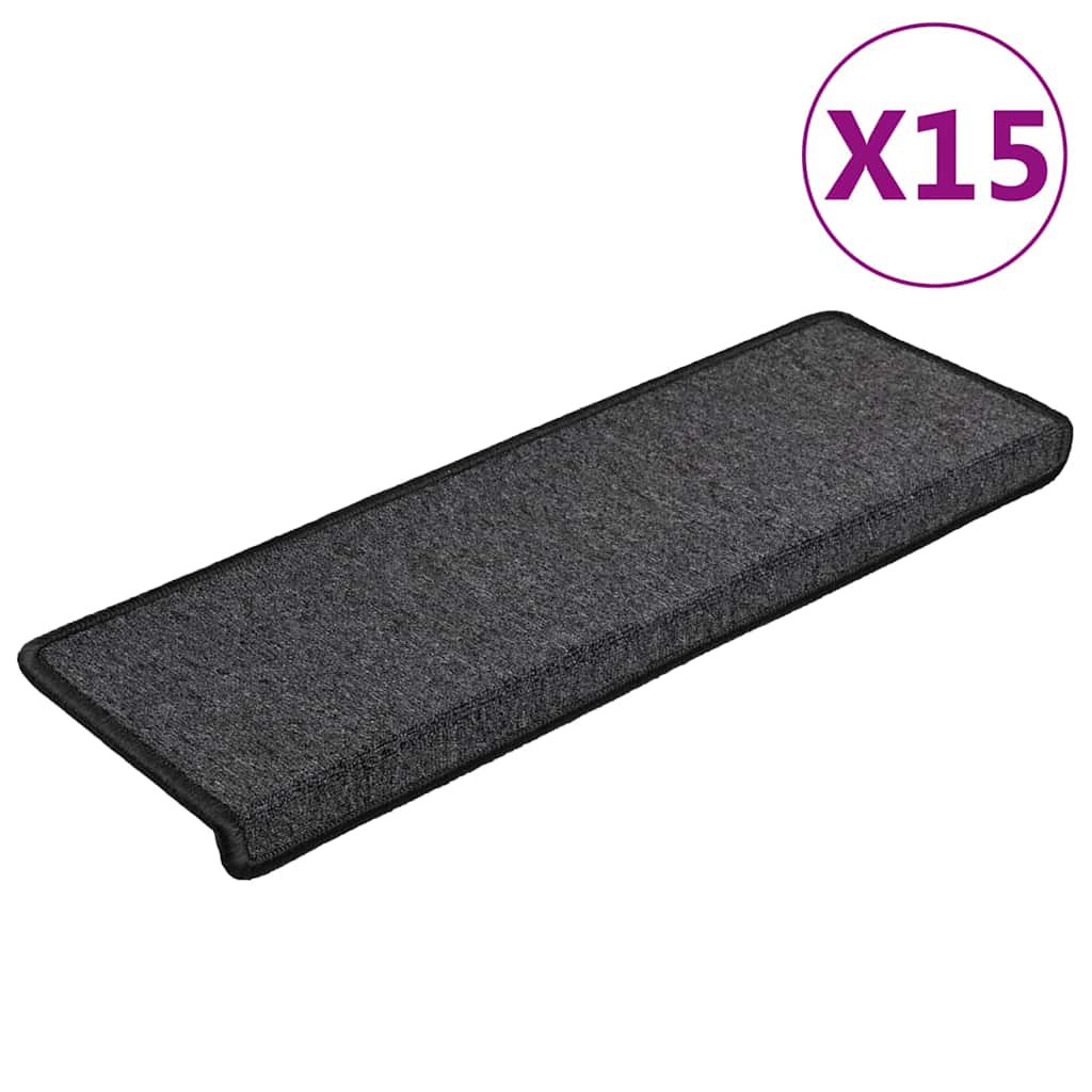 vidaXL Carpet Stair Tread | Set of 15 | Anthracite 2