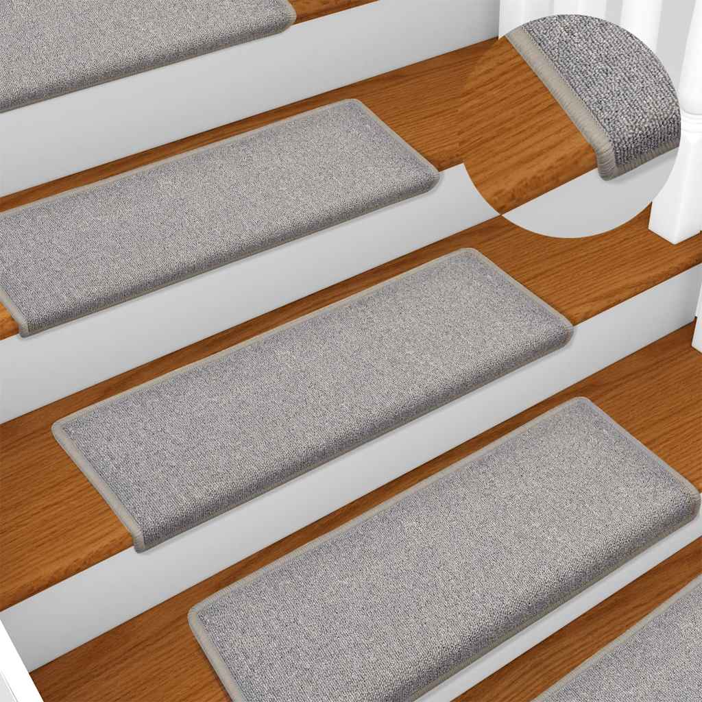Stair Mats Rectangular Edge 15 in Light Grey