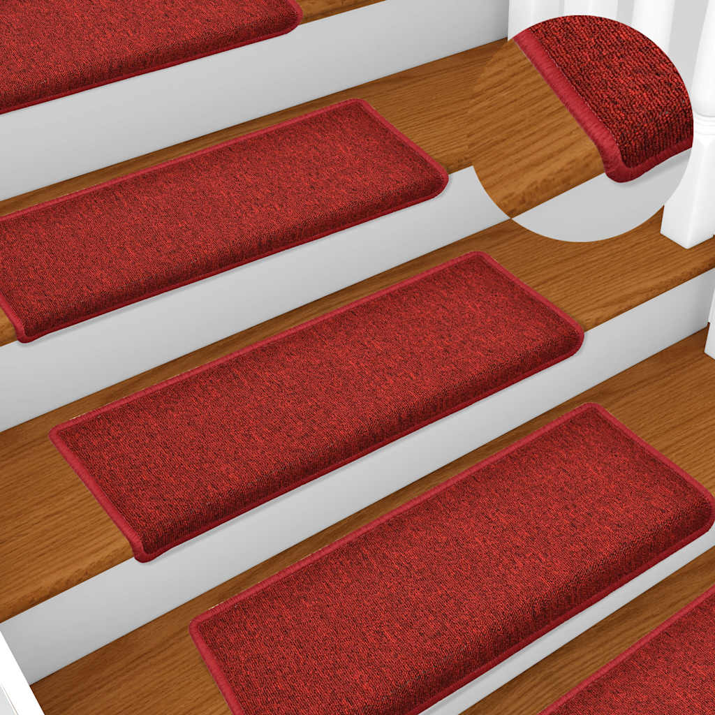Stair Mats Rectangular Edge 15 in Red