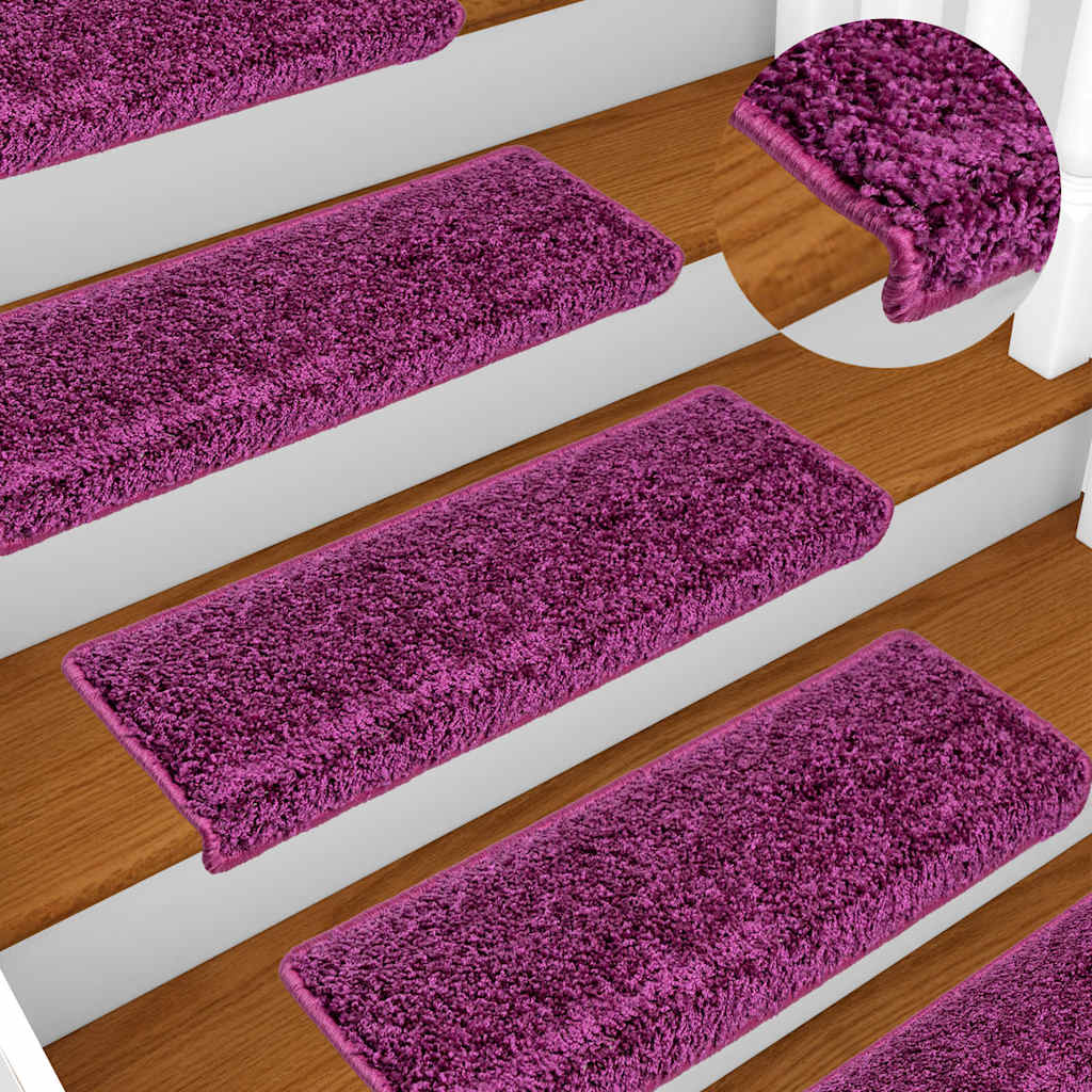 vidaXL Carpet Stair Tread | Set of 15 | Violet | 100% polypropylene | 65x21x4 cm 3
