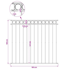 vidaXL Fence Panel "Assen" Steel 163x150 cm Black 4