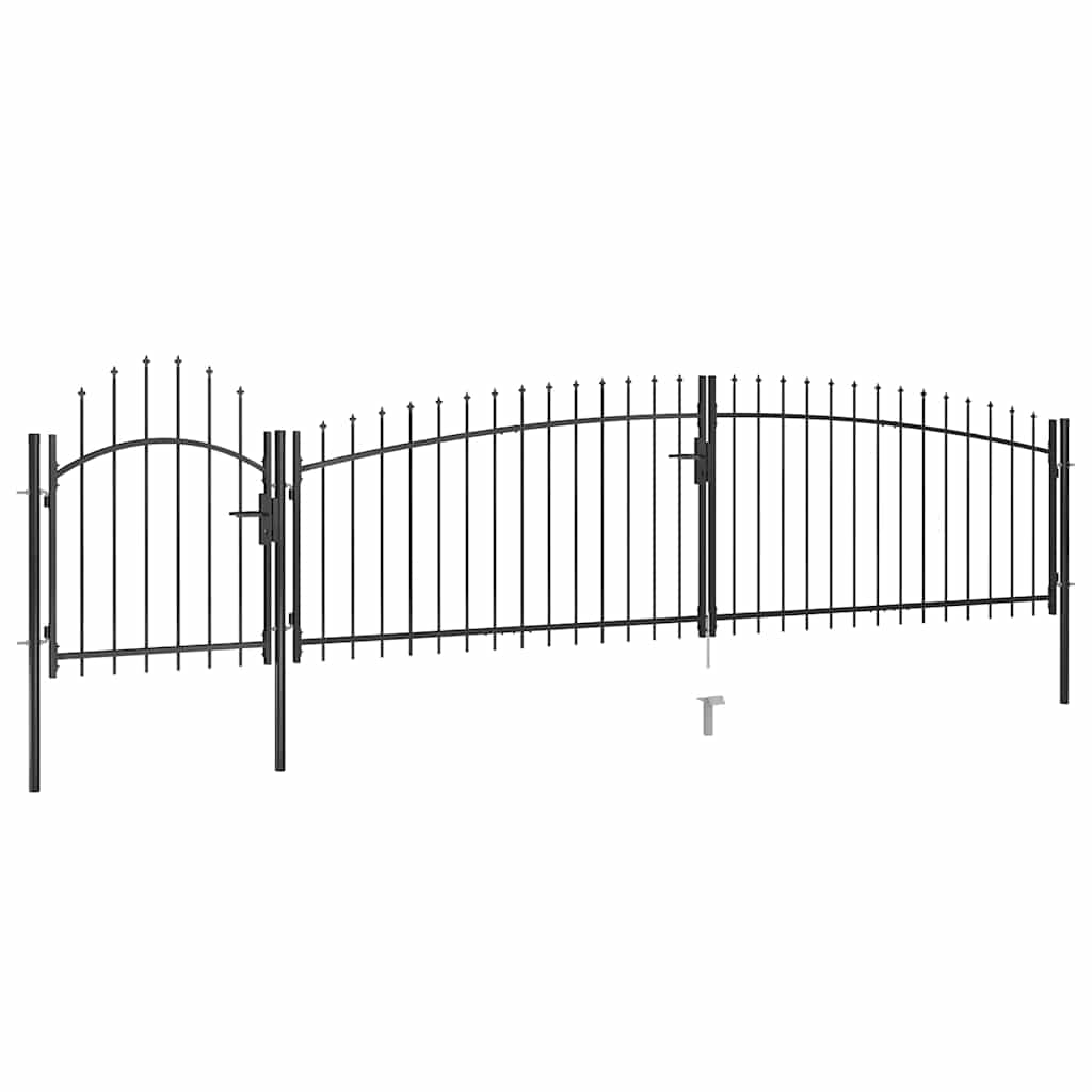 Garden Fence Gate "Woerden" with Spear Top 5x1 m Black 5 x 1.5 m