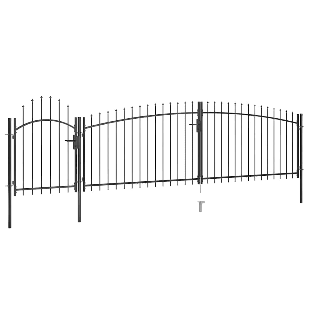 Garden Fence Gate "Woerden" with Spear Top 5x1 m Black 5 x 1.75 m