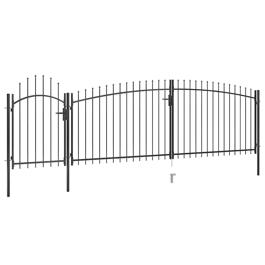 Garden Fence Gate "Woerden" with Spear Top 5x1 m Black 5 x 2 m