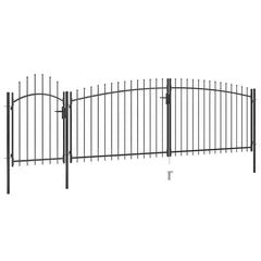 Garden Fence Gate "Woerden" with Spear Top 5x1 m Black 5 x 2 m