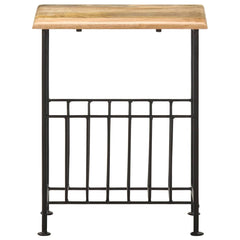 286465 vidaXL Magazine Rack 40x30x50 cm Solid Mango Wood and Steel 2
