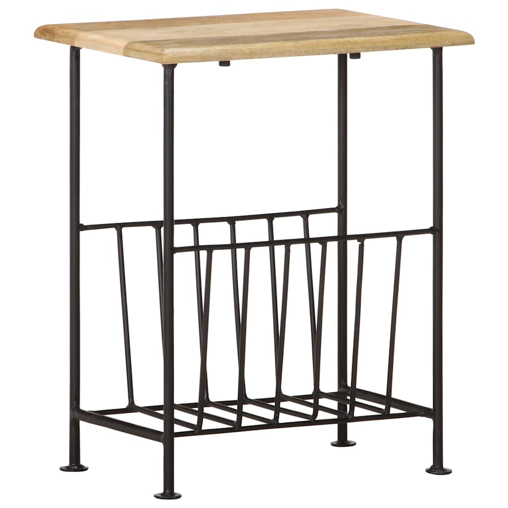 286465 vidaXL Magazine Rack 40x30x50 cm Solid Mango Wood and Steel 3