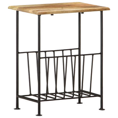 286465 vidaXL Magazine Rack 40x30x50 cm Solid Mango Wood and Steel 4