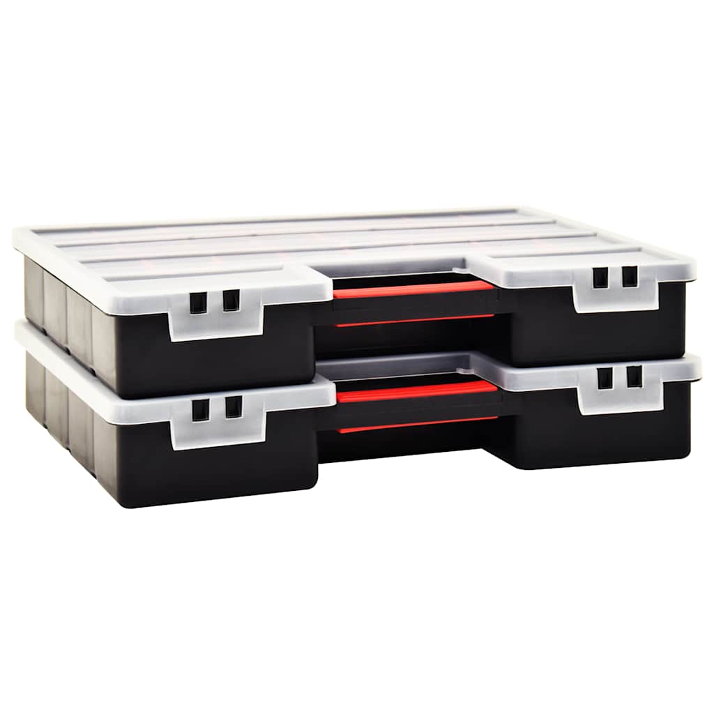 vidaXL Assortment Boxes 2 pcs with Adjustable Dividers 460x325x80 mm Plastic 2