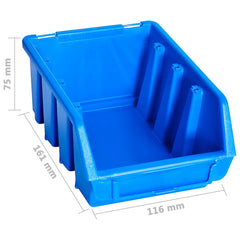 vidaXL 96 Piece Storage Bin Kit with Wall Panels Blue 6