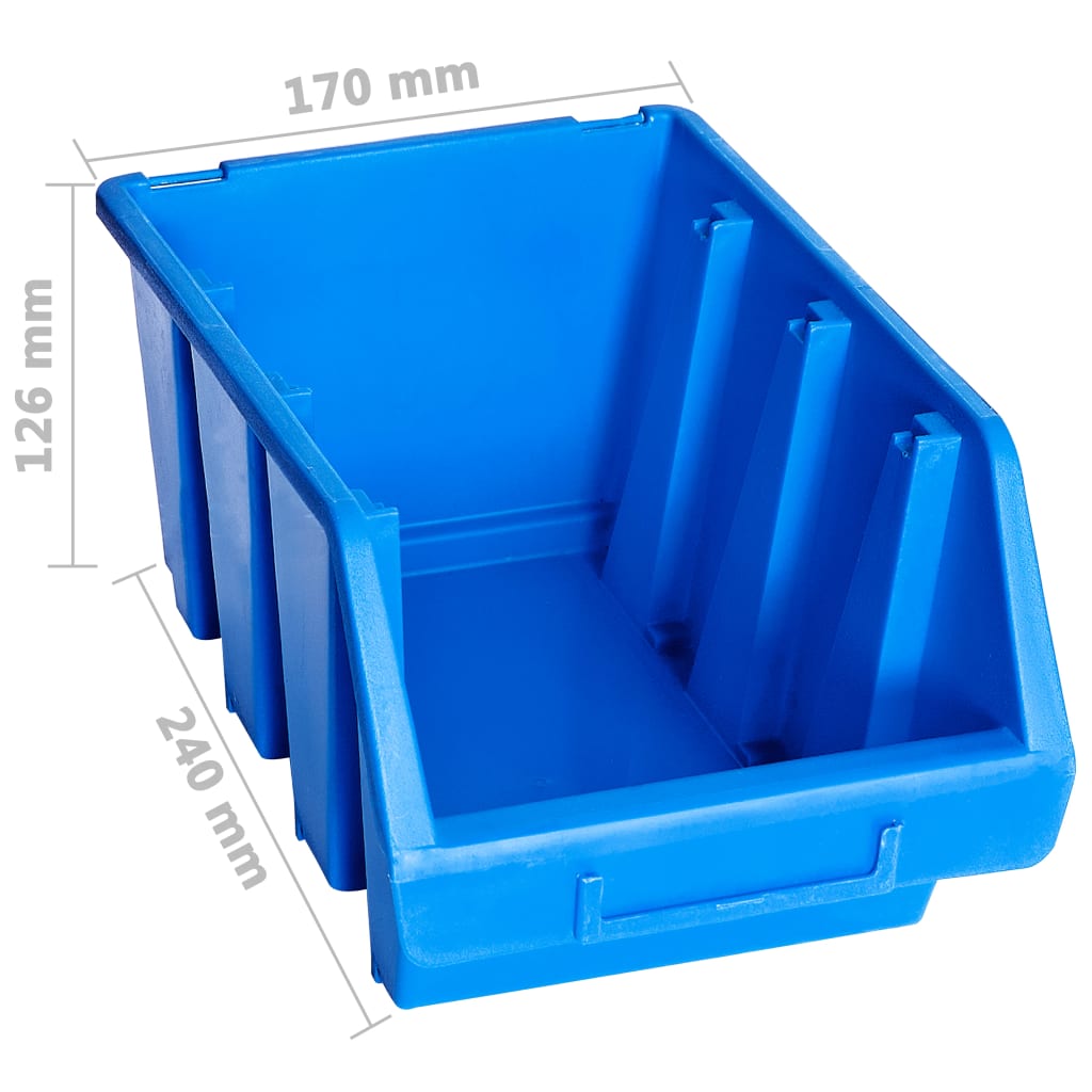 vidaXL Stacking Storage Bins 20 pcs Blue Plastic 4