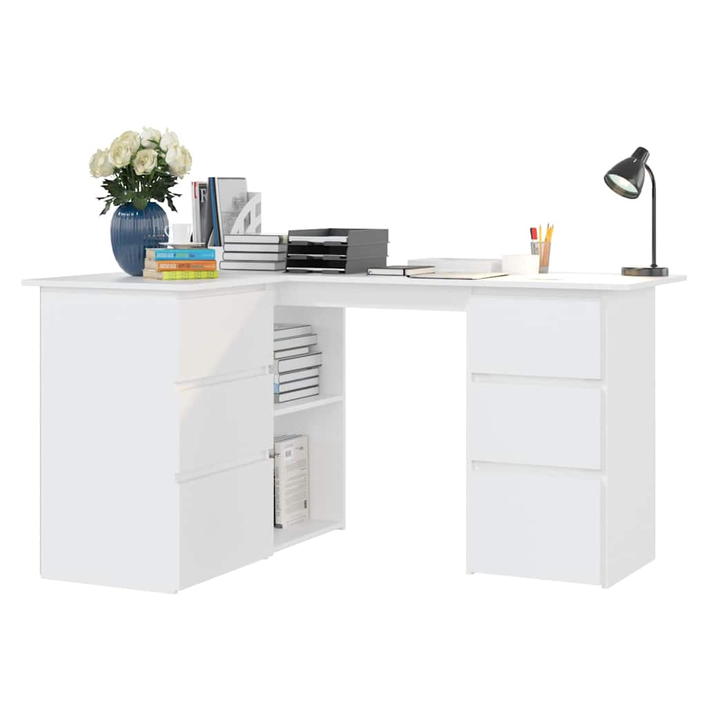 Corner Desk 145x100x76 cm Engineered Wood White