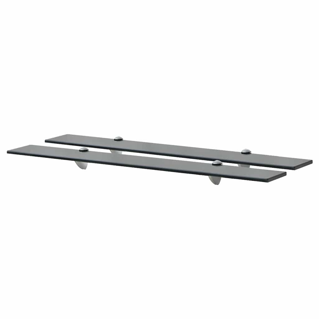 Floating Shelves Glass 8 mm 2 Black 80 x 20 cm