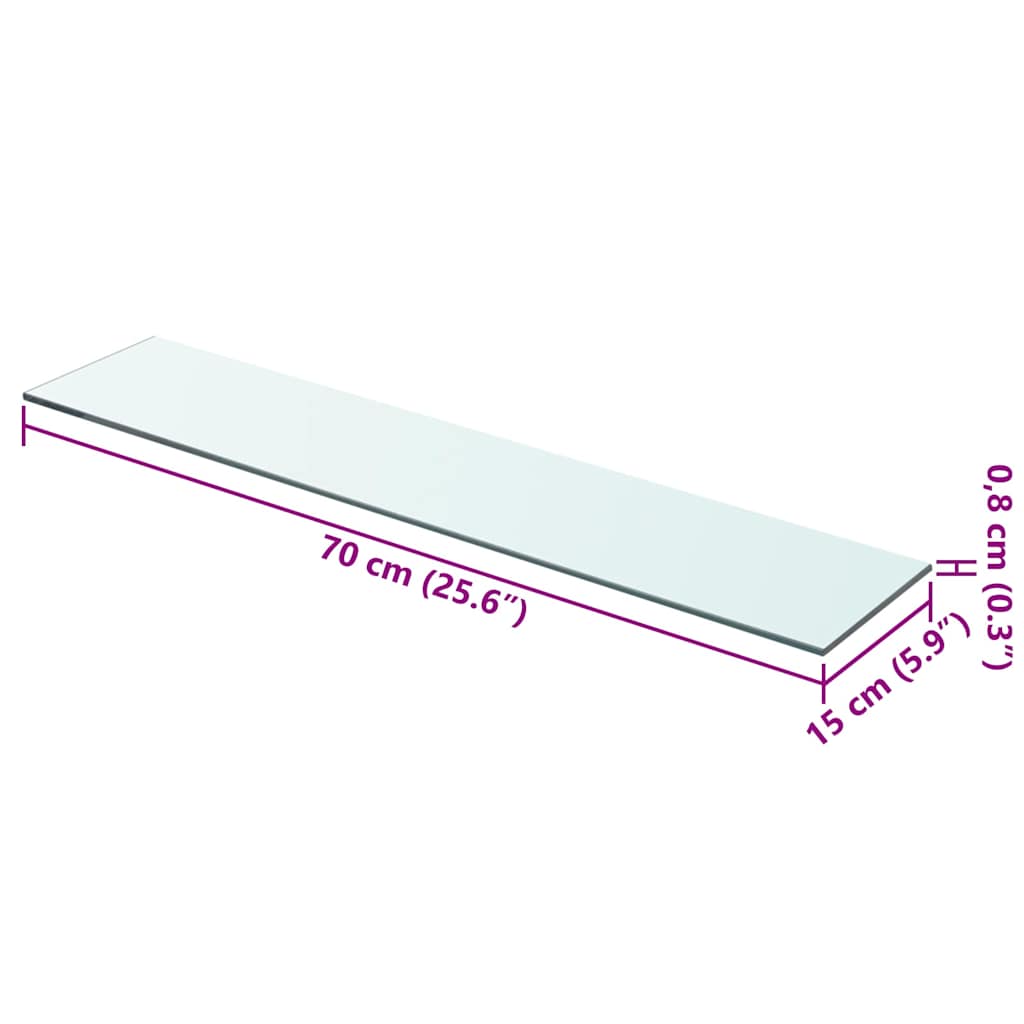 vidaXL Glass Panel | Set of 2 | Clear | Tempered glass | 70x15 cm | Durable 4