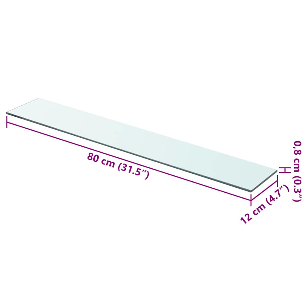 vidaXL Glass Panel | Set of 2 | Clear | Tempered Glass | 80 x 12 cm 4