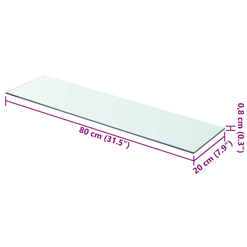 vidaXL Glass Panel | Set of 2 | Clear | Tempered Glass | 80x20 cm | Durable 4