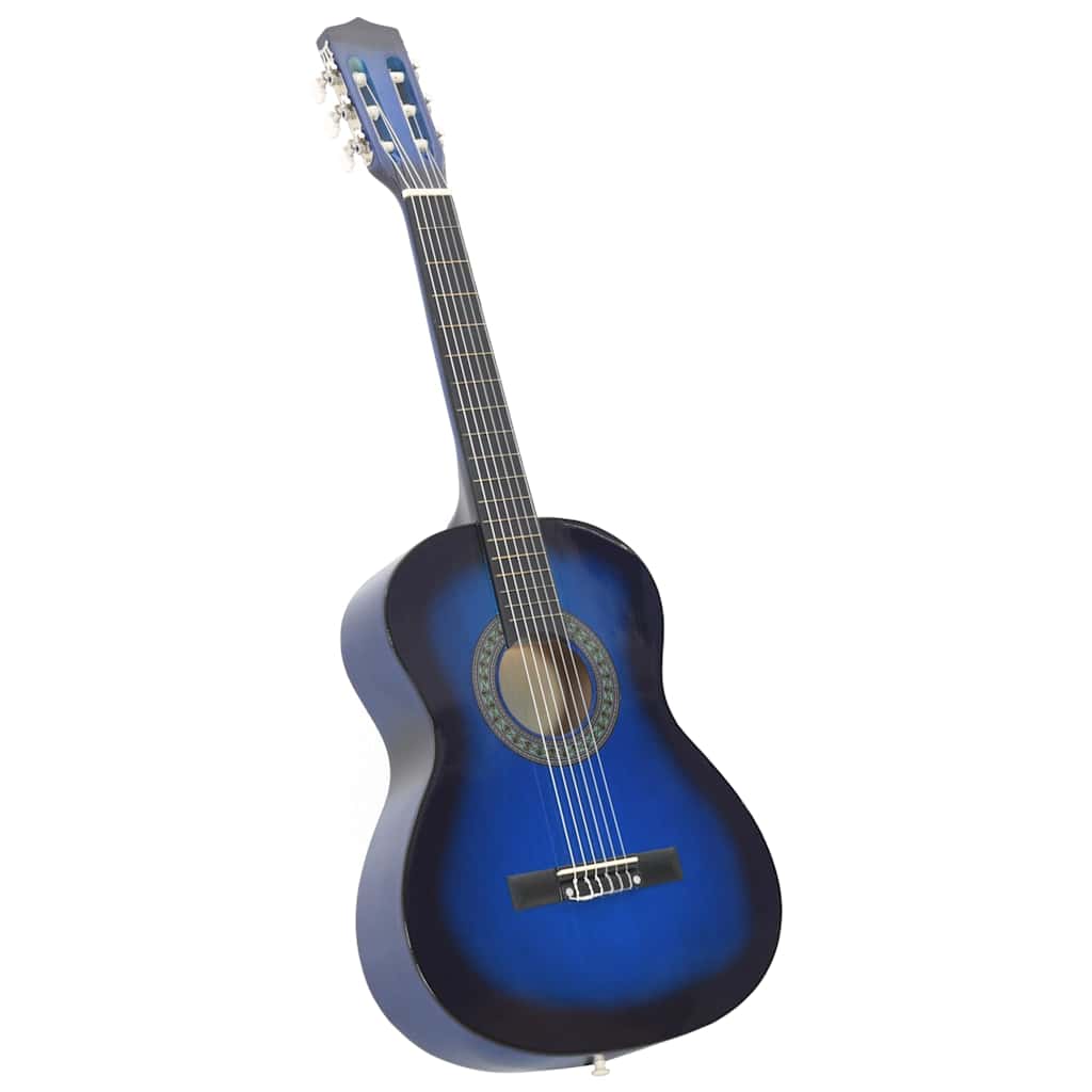 vidaXL 8 Piece Classical Guitar Beginner Set Blue 3/4 36" 2