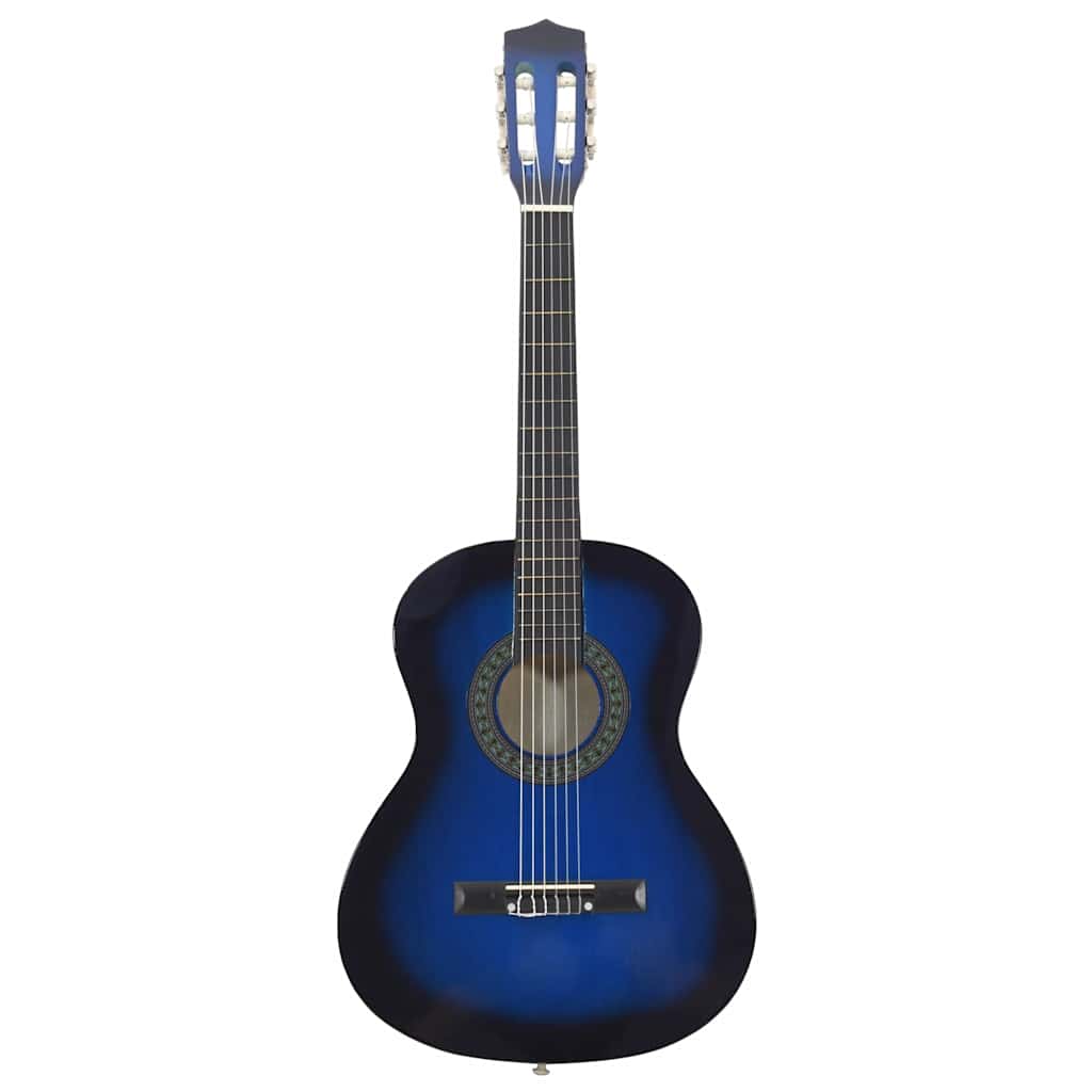 vidaXL 8 Piece Classical Guitar Beginner Set Blue 3/4 36" 3