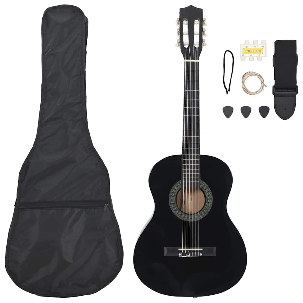 8 Piece Classical Guitar Beginner Black 3/4 36