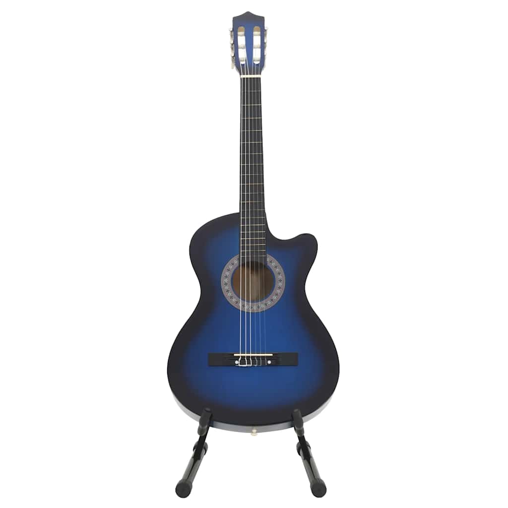 vidaXL 12 Piece Western Classical Guitar Set with 6 Strings Blue 38 5