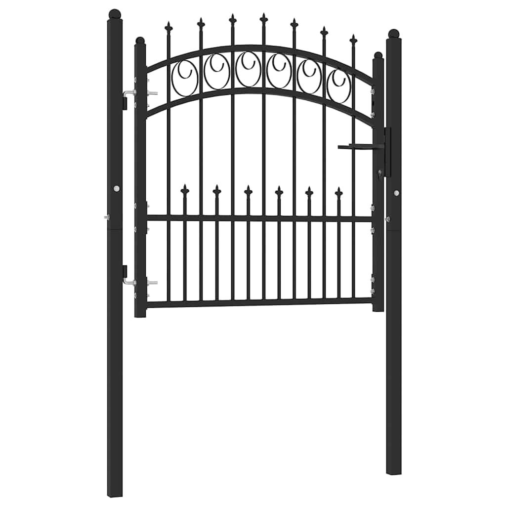 Fence Gate with Spikes EMMEN Powder-coated steel Black 104 x 97 cm