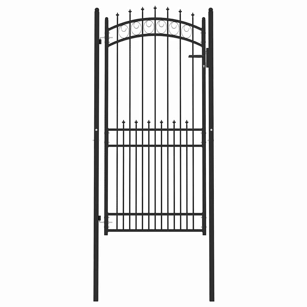 Fence Gate with Spikes EMMEN Powder-coated steel Black 104 x 147 cm