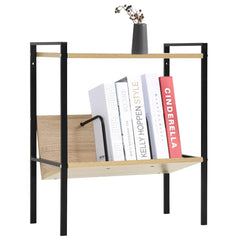 vidaXL 2-Layer Book Shelf Black and Oak 52x28x59 cm Engineered Wood 2