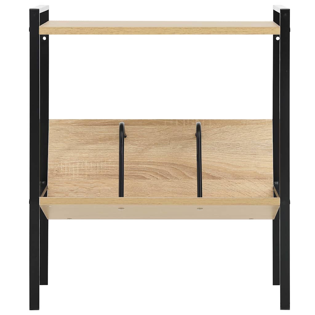 vidaXL 2-Layer Book Shelf Black and Oak 52x28x59 cm Engineered Wood 3