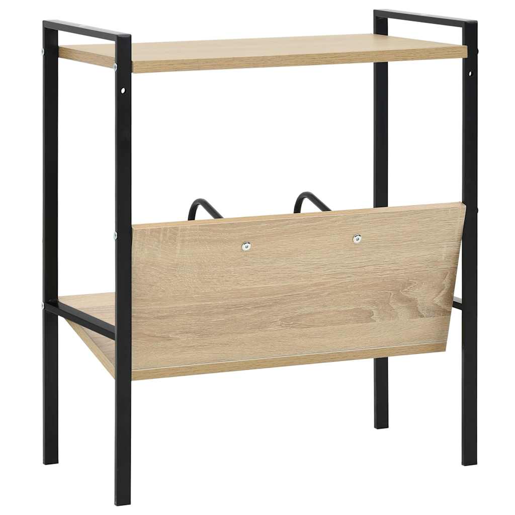 vidaXL 2-Layer Book Shelf Black and Oak 52x28x59 cm Engineered Wood 5