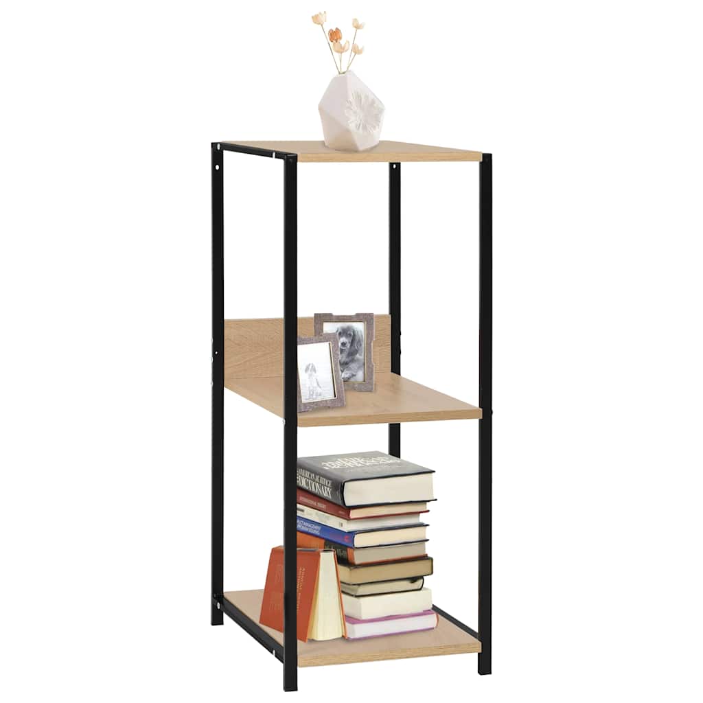 vidaXL Small Straight Book Shelf Black and Oak 33.5x39.6x79.7 cm 1