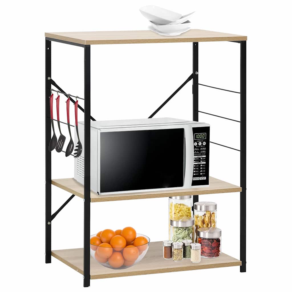 vidaXL Microwave Cabinet Black and Oak 60x39.6x79.5 cm Engineered Wood 1