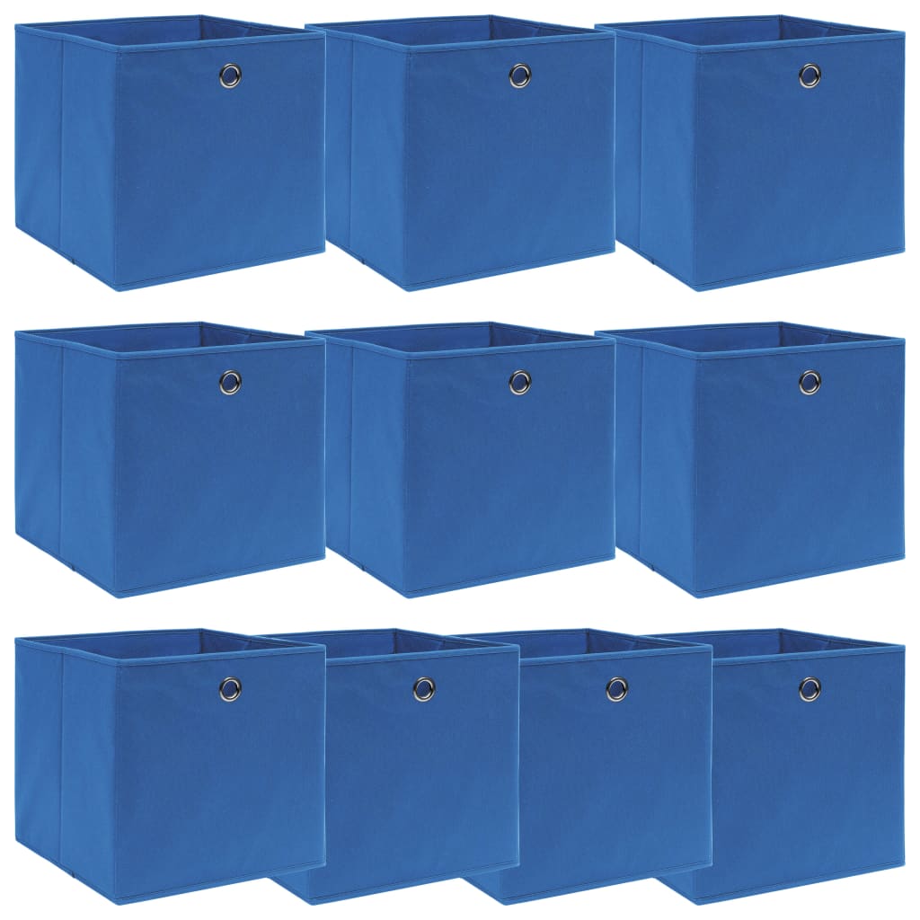 vidaXL Storage Box | Set of 10 | Blue | Non-woven fabric (100% polyester) 1