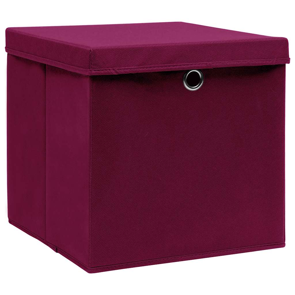 vidaXL Storage Box | Set of 10 | Dark Red | Non-woven fabric (100% polyester) 2