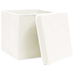vidaXL Storage Boxes with Lids 4 pcs White 32x32x32 cm Fabric 3