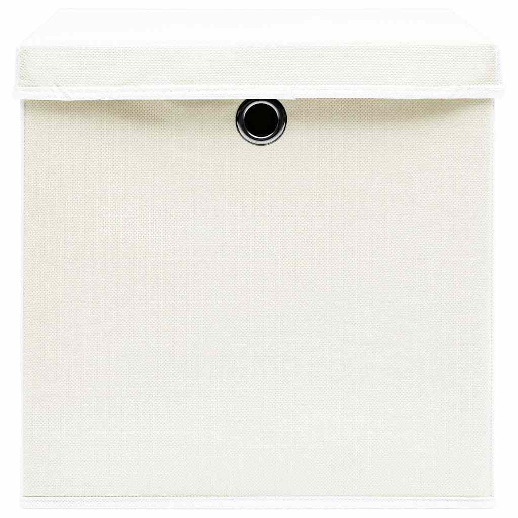 vidaXL Storage Boxes with Lids 4 pcs White 32x32x32 cm Fabric 4