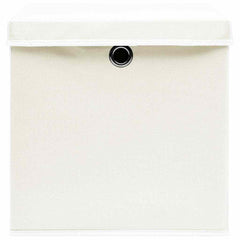vidaXL Storage Boxes with Lids 4 pcs White 32x32x32 cm Fabric 4